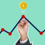 Crescimento do tráfego orgânico representado por gráfico com linha ascendente e moeda, simbolizando resultados ao longo do tempo